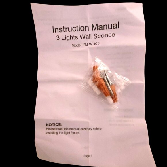 Unicozin 3-Light Brushed Nickel Wall Sconce Clear Glass E26 Model RJ-WR03 NEW - Picture 9 of 10